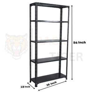 Rack Tiger Multipurpose Slotted Angle Rack 18''X36''X54'' (D.A Grey Painted) With 5 Shelves