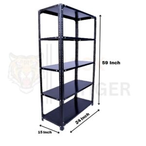 Rack Tiger Multipurpose Slotted Angle Rack 15''X24''X59'' (D.A Grey Painted) With 5 Shelves