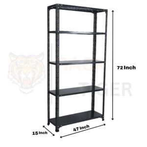 Rack Tiger Multipurpose Slotted Angle Rack 15''X47''X72'' (D.A Grey Painted) With 5 Shelves