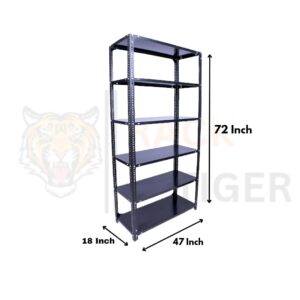 Rack Tiger Multipupose Slotted Angle Rack 18”X47”X72” (D.A Grey Painted) With 6 Shelves